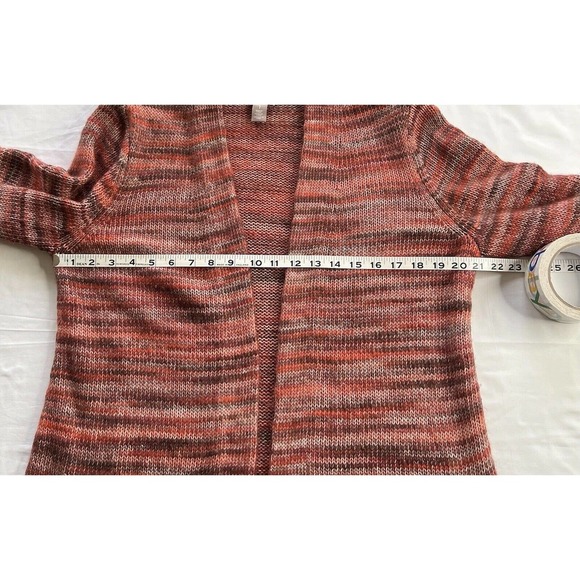 Chicos Size 1 Womens Long Open Cardigan Cotton Acrylic Orange Multi Preowned​ - Picture 5 of 8